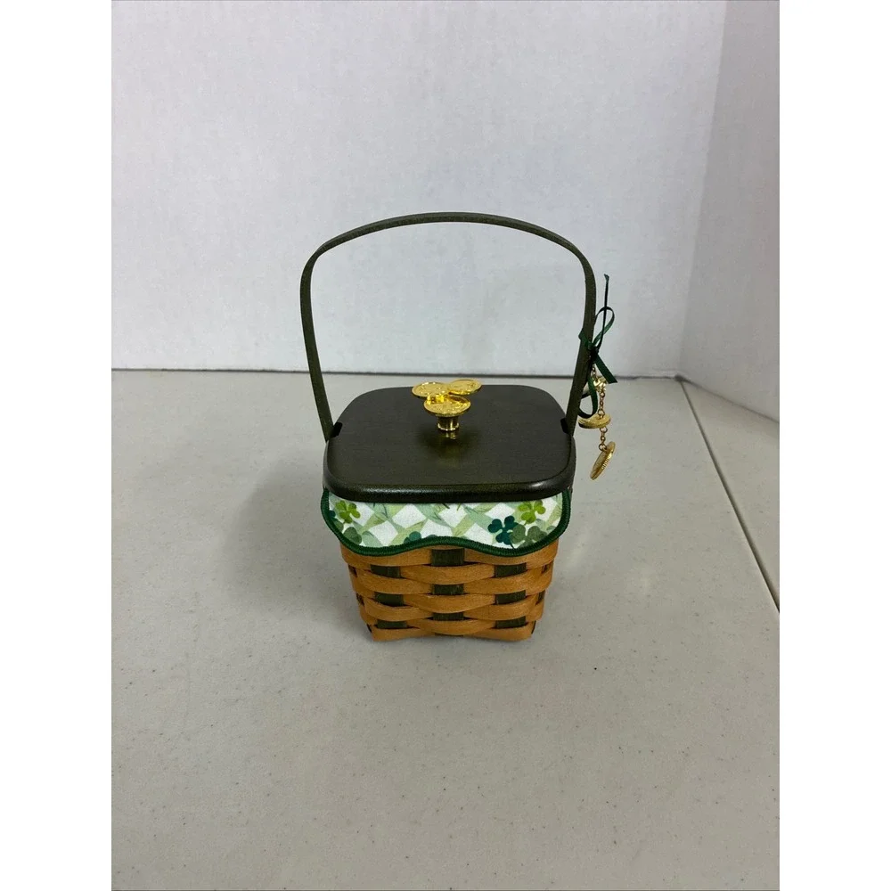 Longaberger 2009 St Patricks‎ Day Basket Green Lid Liner Protector Shamrock